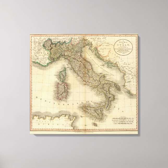 Impressão Em Tela Mapa Atlas Itália (Frente)