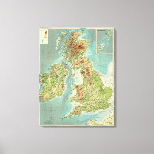 Impressão Em Tela Mapa bathyorographical das ilhas britânicas