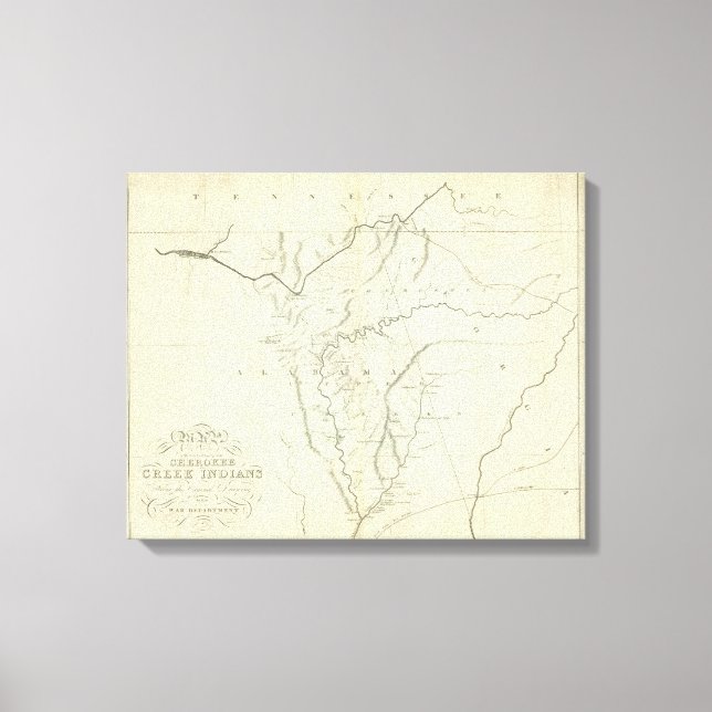 Impressão Em Tela Mapa Cherokee (Frente)