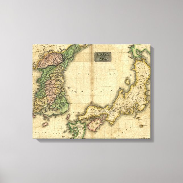 Impressão Em Tela Mapa Corea (Coreia) e Japão (1815) (Frente)