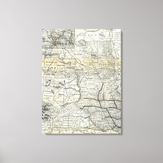 Impressão Em Tela Mapa correto de Dakota (Frente)