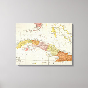 IMPRESSÃO EM TELA MAPA: CUBA, 1900