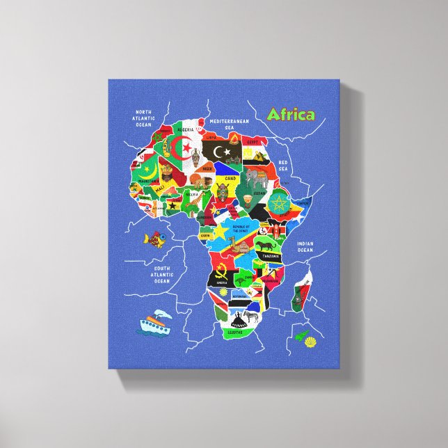 Impressão Em Tela Mapa da África (Frente)