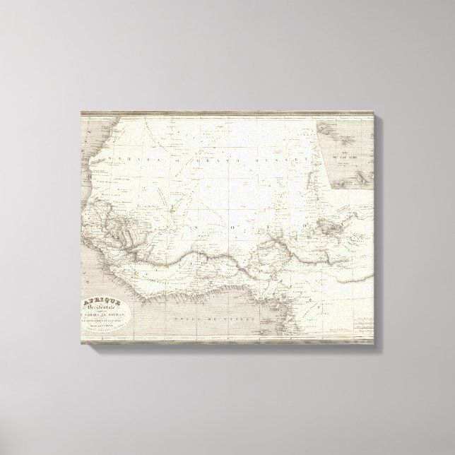 Impressão Em Tela Mapa da África Ocidental (Frente)