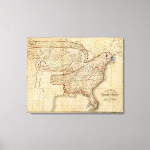 Impressão Em Tela Mapa da águia dos Estados Unidos