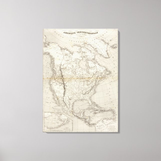 Impressão Em Tela Mapa da América do Norte (Frente)