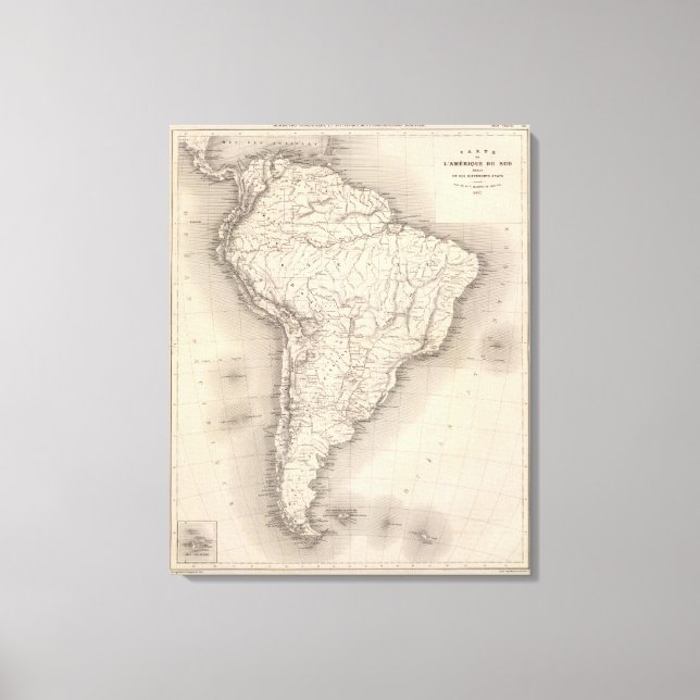 Impressão Em Tela Mapa da América do Sul 2 (Frente)