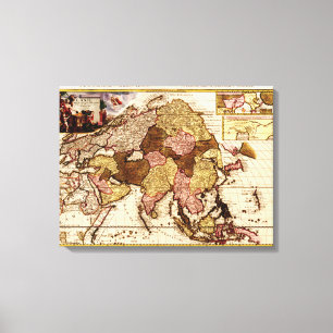 Impressão Em Tela Mapa da ÁsiaPanorâmicaÁsia 4