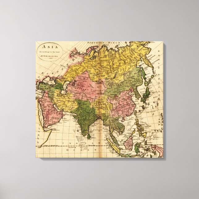 Impressão Em Tela Mapa da ÁsiaPanorâmicaÁsia 7 (Frente)