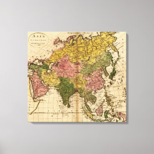 Impressão Em Tela Mapa da ÁsiaPanorâmicaÁsia 7