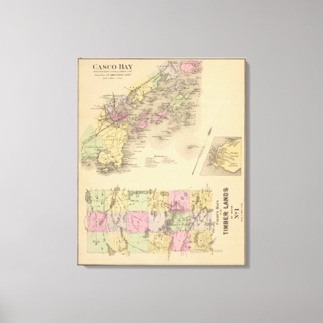 Impressão Em Tela Mapa da Baía de Casco (Frente)