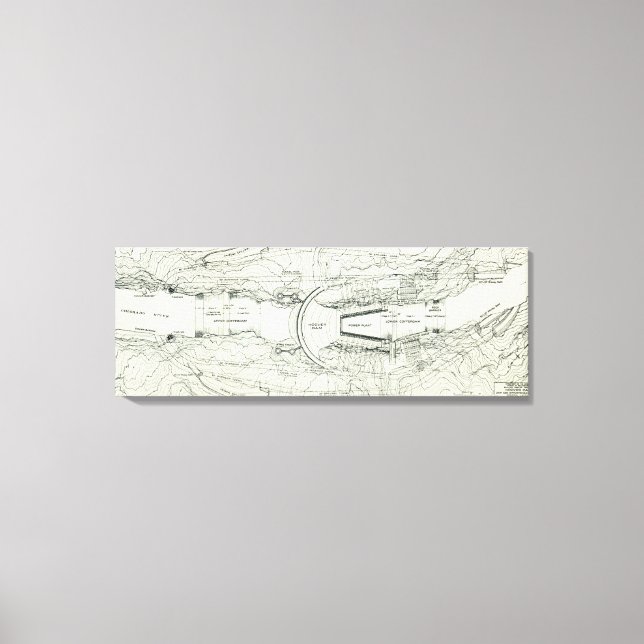 Impressão Em Tela Mapa da barragem Hoover (1930) (Frente)