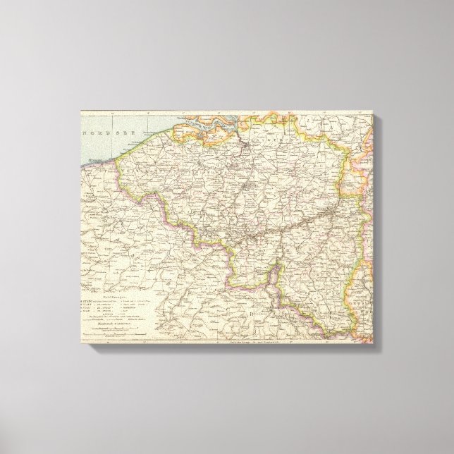 Impressão Em Tela Mapa da Bélgica e do Luxemburgo (Frente)
