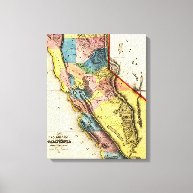Impressão Em Tela Mapa da CalifórniaPanorâmica (Frente)