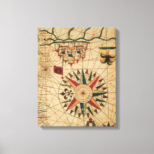 Impressão Em Tela Mapa da carta   de Portolan do Cairo, Egipto