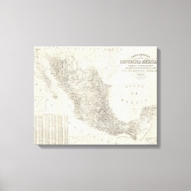 Impressão Em Tela Mapa da Carta Geral da República Mexicana (Frente)