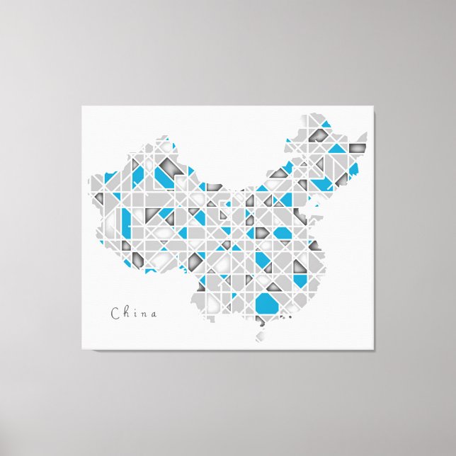 Impressão Em Tela Mapa da China | Crystal Diamond Style Trabalho de  (Frente)
