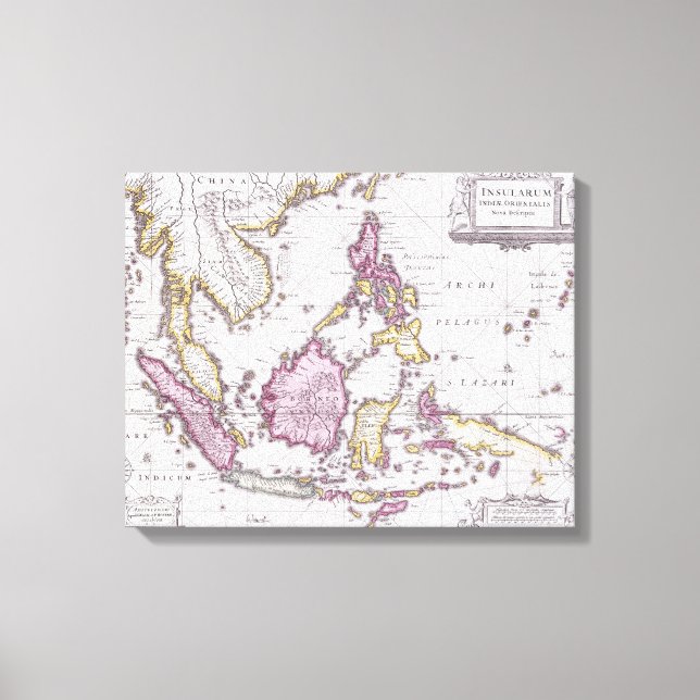 Impressão Em Tela Mapa da China e da Indonésia | 1710 (Frente)