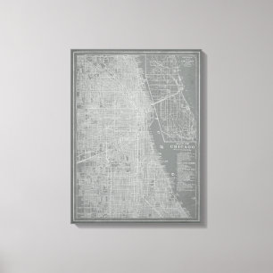 Impressão Em Tela Mapa da cidade de Chicago