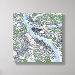 Impressão Em Tela Mapa da cidade de Pittsburgh na Pensilvânia