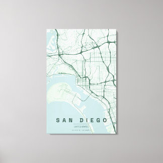 Impressão Em Tela Mapa da Cidade de San Diego EUA Design Minimalista