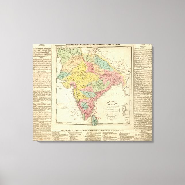 Impressão Em Tela Mapa da Conologia das Batalhas da Índia e do Mar (Frente)