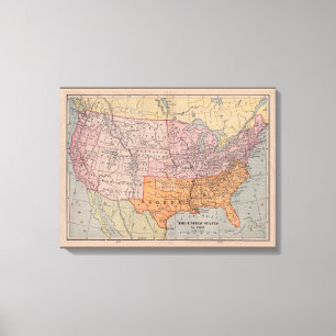 Impressão Em Tela Mapa da Era da Guerra Civil dos EUA em 1861