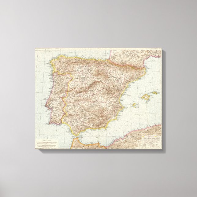 Impressão Em Tela Mapa da Espanha e de Portugal (Frente)