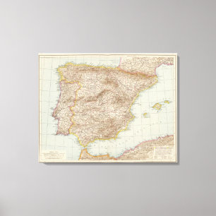 Impressão Em Tela Mapa da espanha e do Portugal