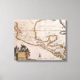 Impressão Em Tela Mapa da espanha nova  New Galiza & Guatemala, 1625