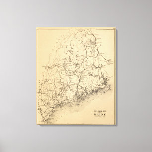 Impressão Em Tela Mapa da estrada de ferro de Maine