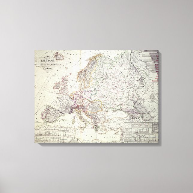 Impressão Em Tela Mapa da Europa, 1841 (Frente)