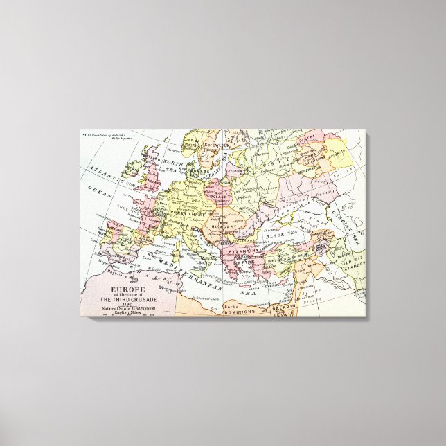 Impressão Em Tela Mapa da Europa | Terceira cruzada (Frente)