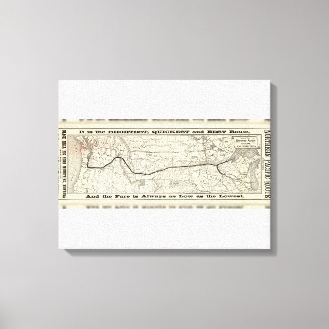Impressão Em Tela Mapa da ferrovia do Pacífico Norte (Frente)