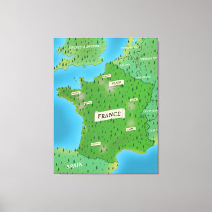 Impressão Em Tela Mapa Da França