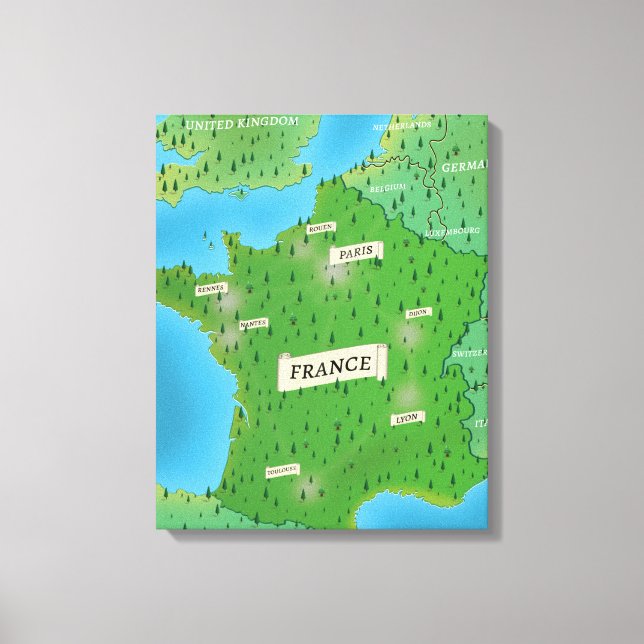 Impressão Em Tela Mapa da França (Frente)