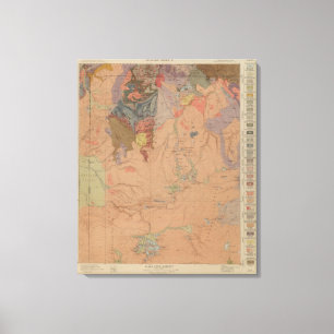 Impressão Em Tela Mapa da geologia, peça nacional de Yellowstone,