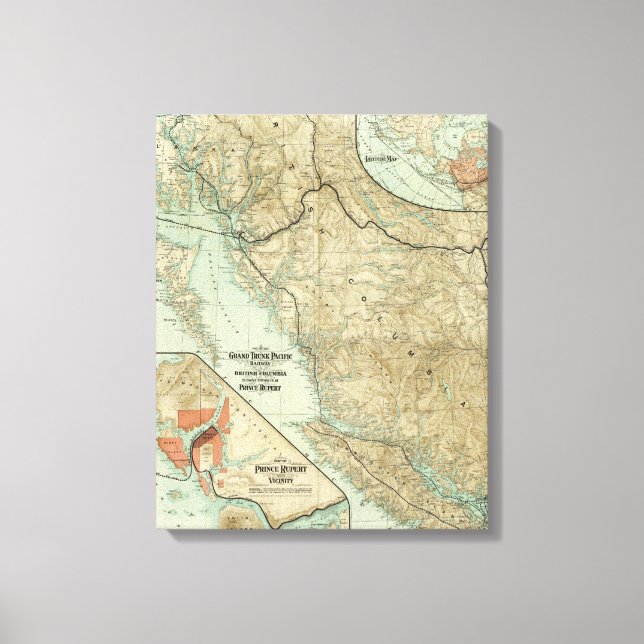 Impressão Em Tela Mapa Da Grande Via Ferroviária Do Pacífico (Frente)