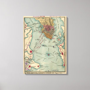 Impressão Em Tela Mapa da guerra civil do SC de Charleston do