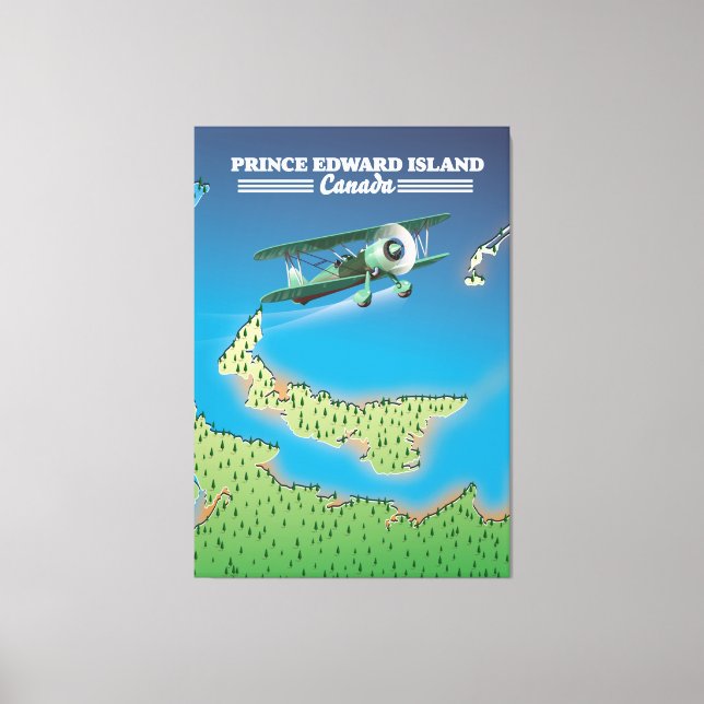 Impressão Em Tela Mapa da Ilha do Príncipe Eduardo, Canadá. (Frente)