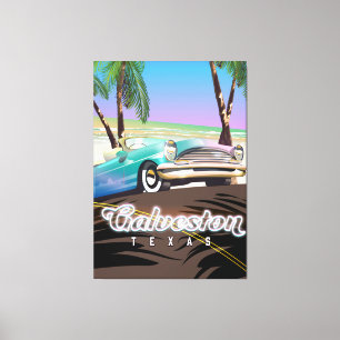 Impressão Em Tela Mapa da Ilha Galveston Texas EUA
