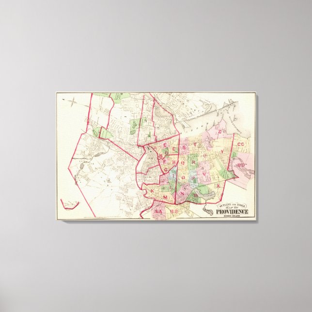 Impressão Em Tela Mapa da Ilha Johnston Rhode (Frente)