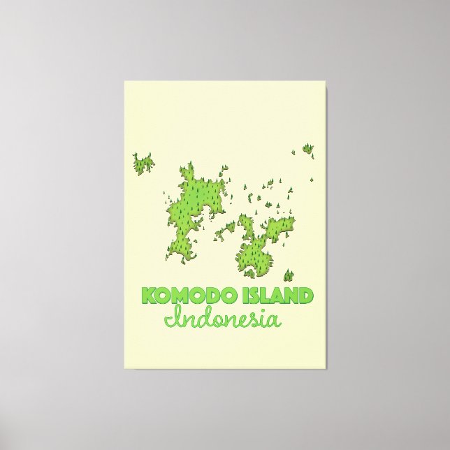 Impressão Em Tela Mapa da ilha Komodo Indonésia (Frente)