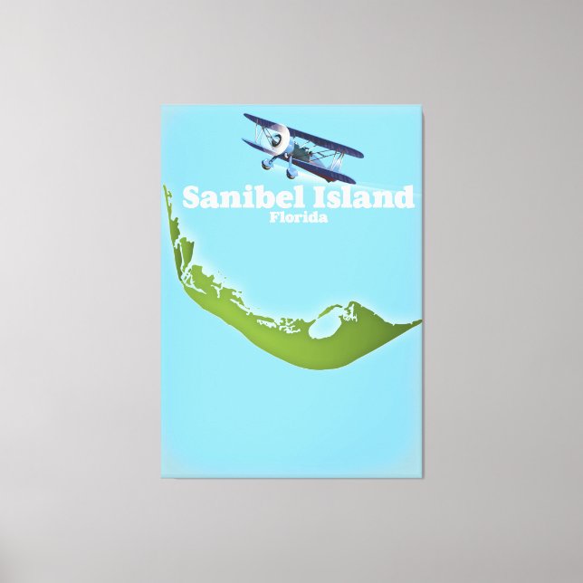 Impressão Em Tela Mapa da Ilha Sanibel Flórida (Frente)