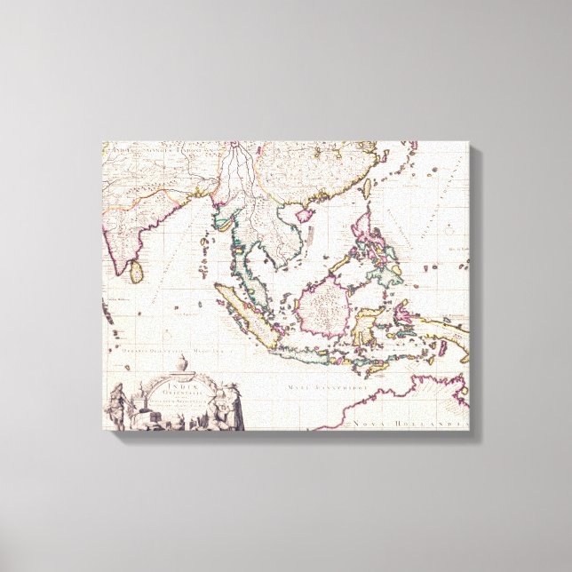 Impressão Em Tela Mapa da Índia e da Índia Oriental (Frente)