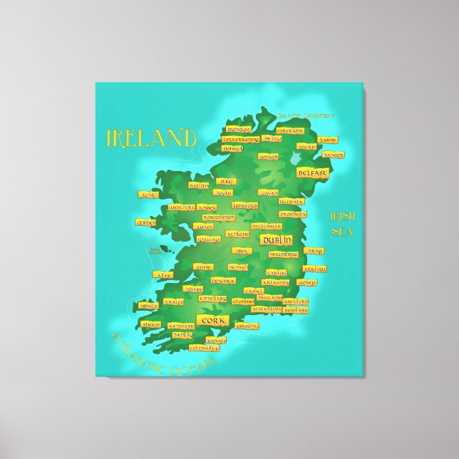Impressão Em Tela Mapa Da Irlanda (Frente)