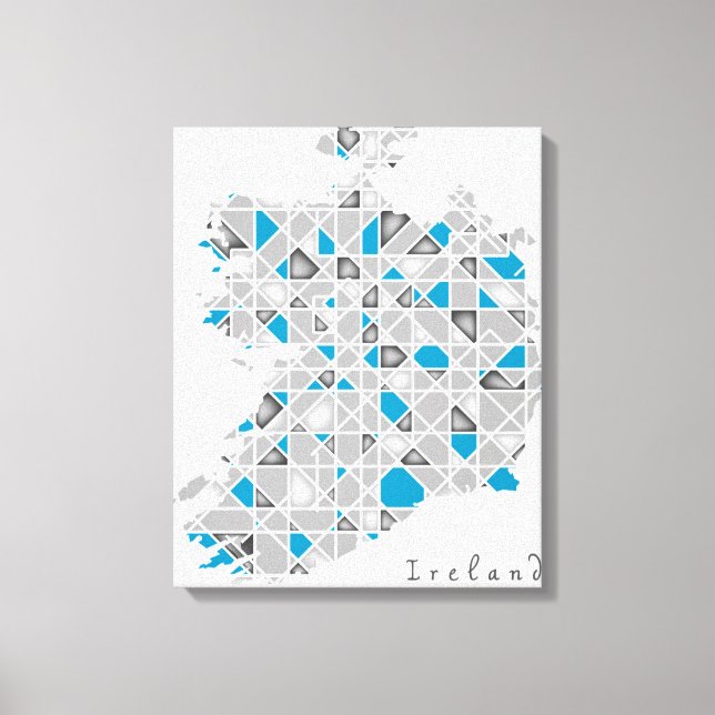 Impressão Em Tela Mapa da Irlanda| Crystal Diamond Style Trabalho de (Frente)