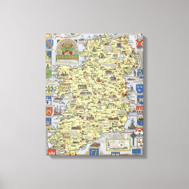 Impressão Em Tela Mapa da Irlanda Histórica (Frente)