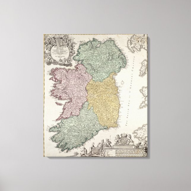 Impressão Em Tela Mapa da Irlanda mostrando as províncias de Ulster (Frente)