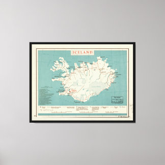 Impressão Em Tela Mapa da Islândia (cerca de 1959)